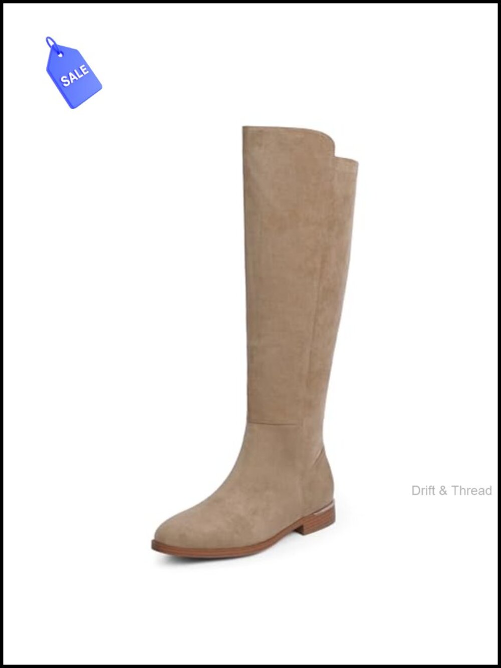 Faux Suede Round Toe Knee High Flat Boots Side Zipper Chelsea Riding
